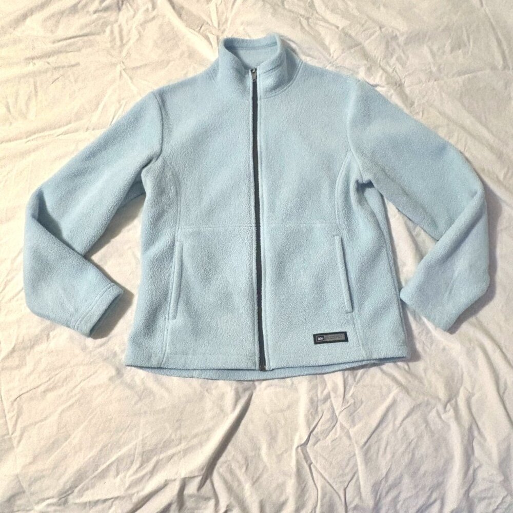 Vintage REI Womens Blue Fleece Full Zip Jacket Outdoor Size M Medium - Picture 2 of 8